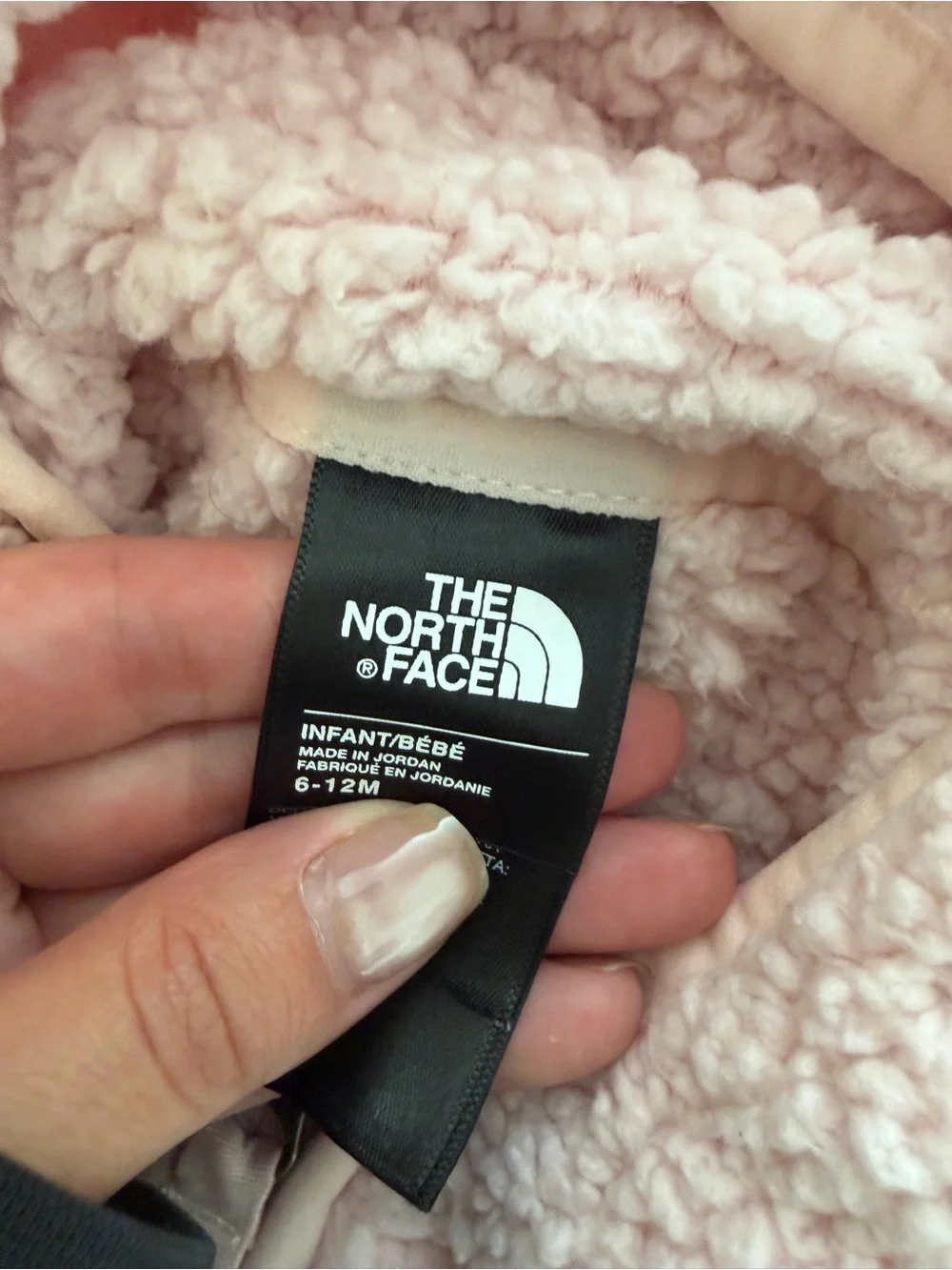 The North Face Light Pink Sherpa Hooded Infant One-Piece